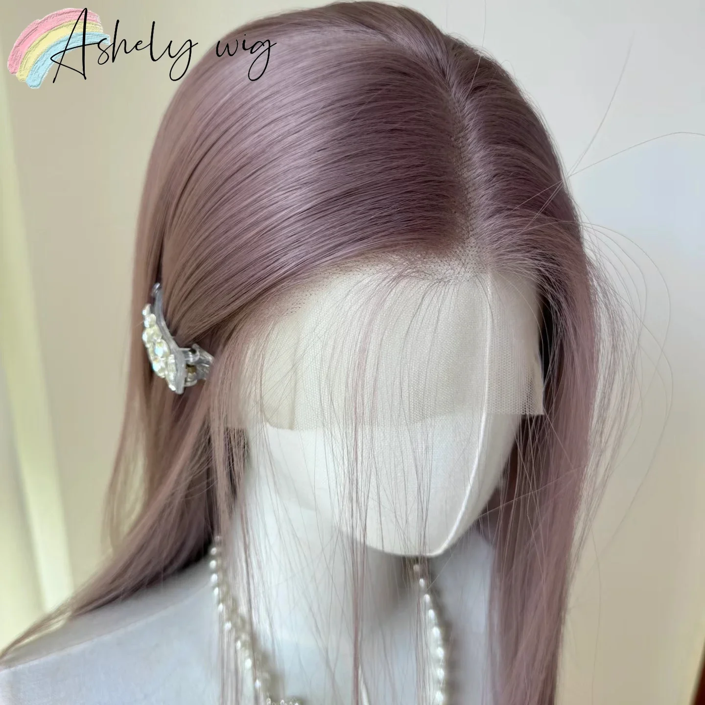 Pink Purple 13x4 Lace Front Wigs 26inch Long Straight Haiti Daily Use Wear and Go Front Lace Wig Glueless Synthetic Lace Wigs