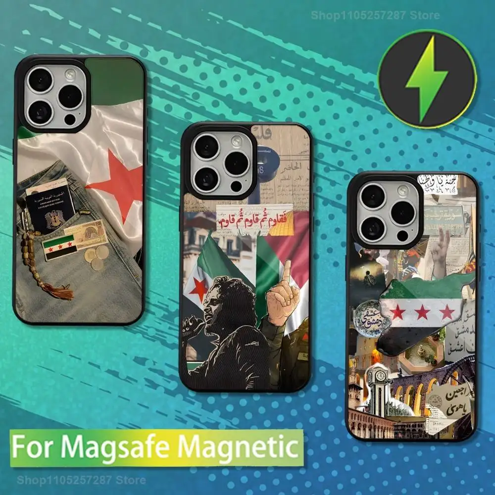 

Syrian Flag National Emblem Phone Case For iPhone 13,12,11,16,15,17,14,Pro,Max,Plus,Mini, For Magsafe,Magnetic Wireless Charging
