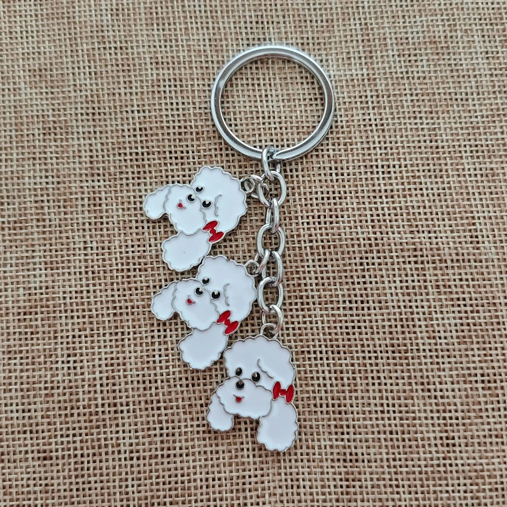 Dog Poodle Akita Keychain Animal Dalmatian Pug Key Ring Cute Pet Lover Niche Design Gift