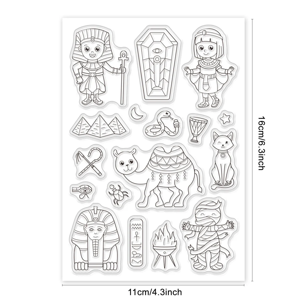 1Sheet Egyptian Clear Stamps Mystery Theme Silicone Clear Stamp Seals for Cards Making DIY Scrapbooking Photo