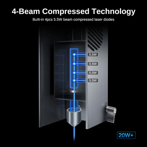 Imagen 2 del producto Árbol láser de alta potencia, cabezal láser de potencia óptica de 20W con asistencia de aire, módulo de luz azul TTL para herramienta de grabado de corte láser DIY
