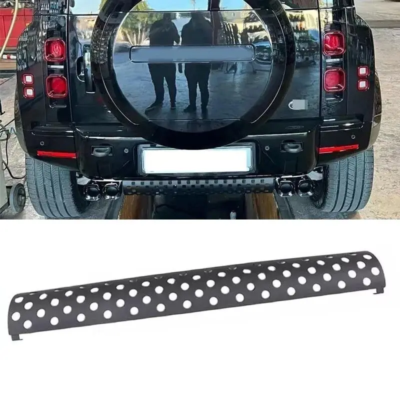 Black Exhaust Pipe Guard Rear Bumper Fits For Land Rover Defender 90 110 130 2020-2026 Direct Fit view 3