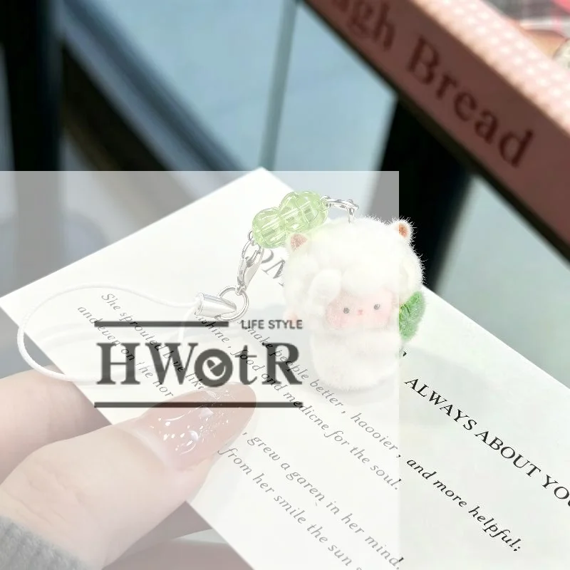 Cute Flocking Sheep Keychain For Women Mini Lamb Doll Pendant DIY Handmade Bag Charms Phone Strap Car Keychain Accessories Gift