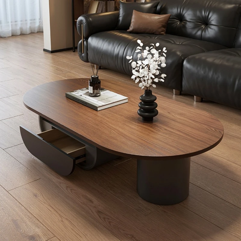 

French antique designer walnut coffee table table light luxury high-end living room household small apartment retro solid wood