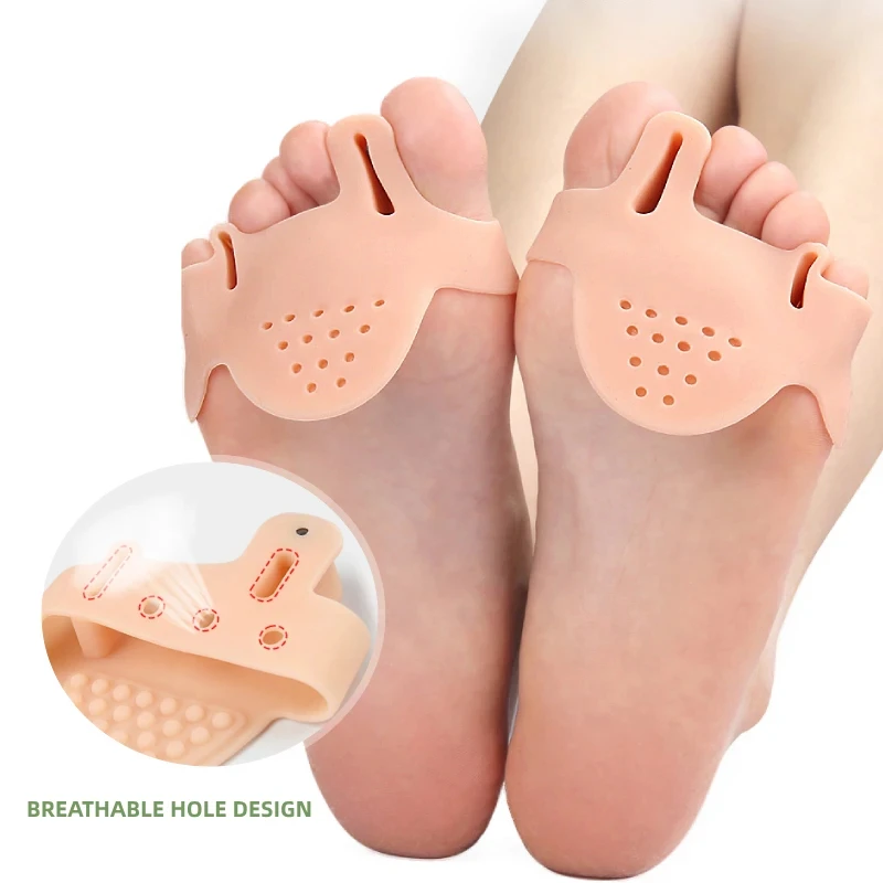 2Pairs Feet Care Pedicure Gel Hallux Valgus Protection Bone Thumb Orthotics Braces Forefoot Pads Silicone Toe Finger Separator