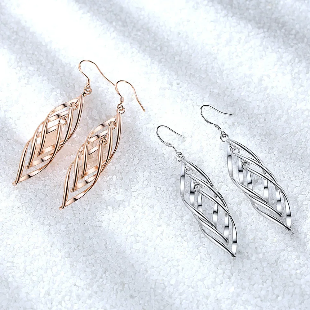 Classic Silver Needle Drop Earrings For Women silver Long Tassel Multi-layer Twisted Wave Earrings Oorbellen Brincos Pendientes