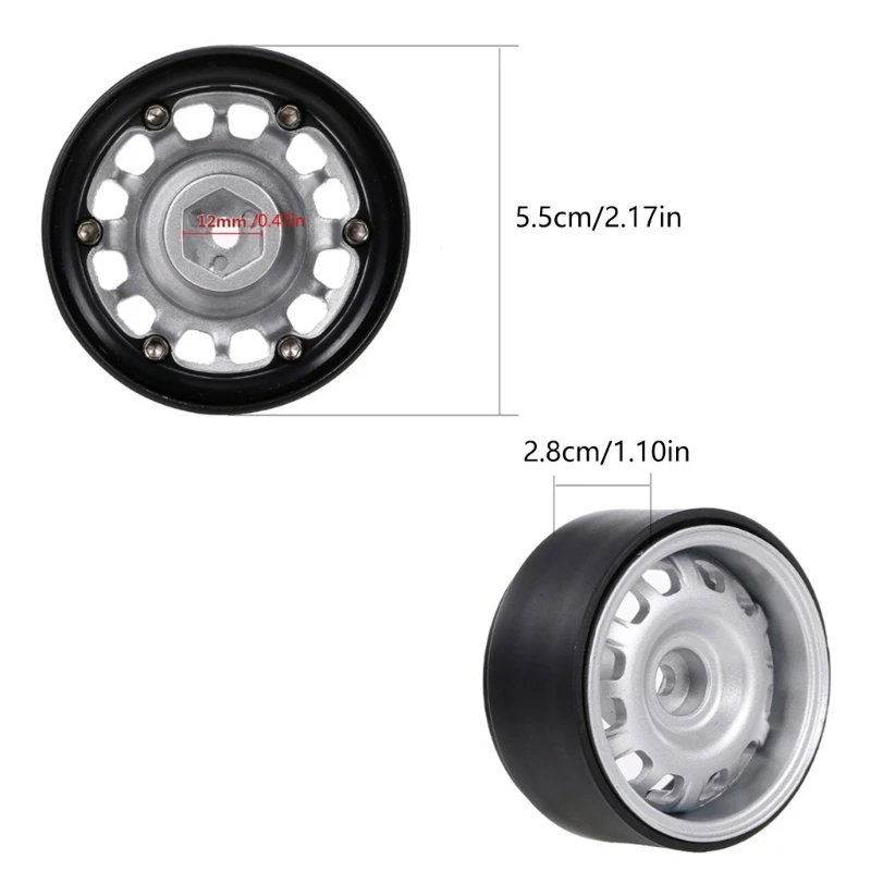 12mm beadlock roda hub remoto crawler jantes conjunto modificado acessórios 1/10 controle remoto offroad kits atualização