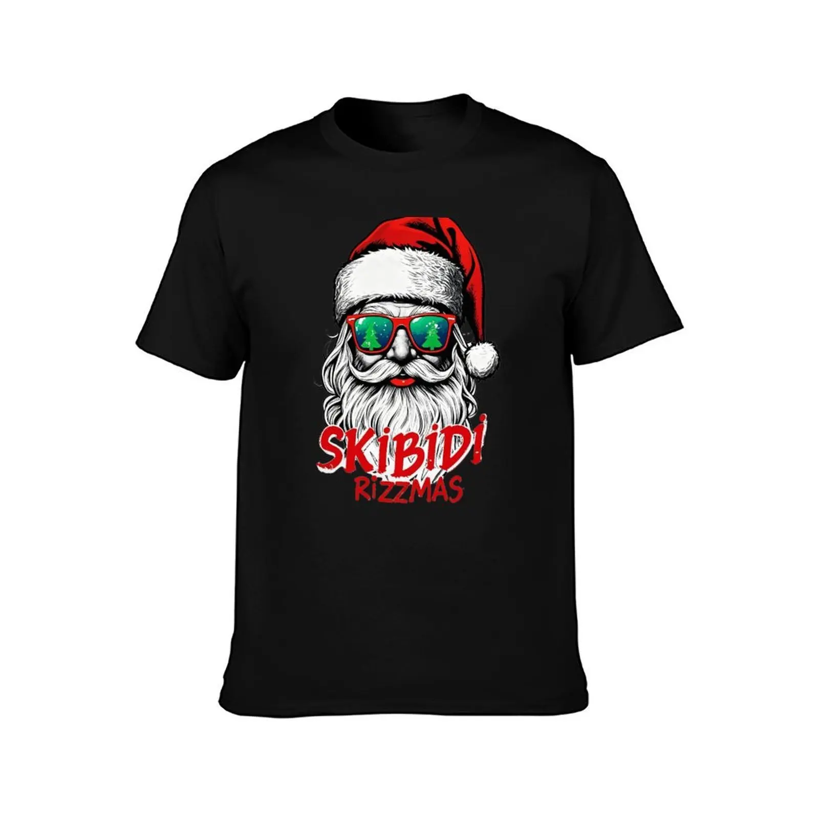 Skibidi Rizzmas Christmas Rizz Santa Claus T-Shirt Basic Short Sleeve Cotton Blend T-Shirt