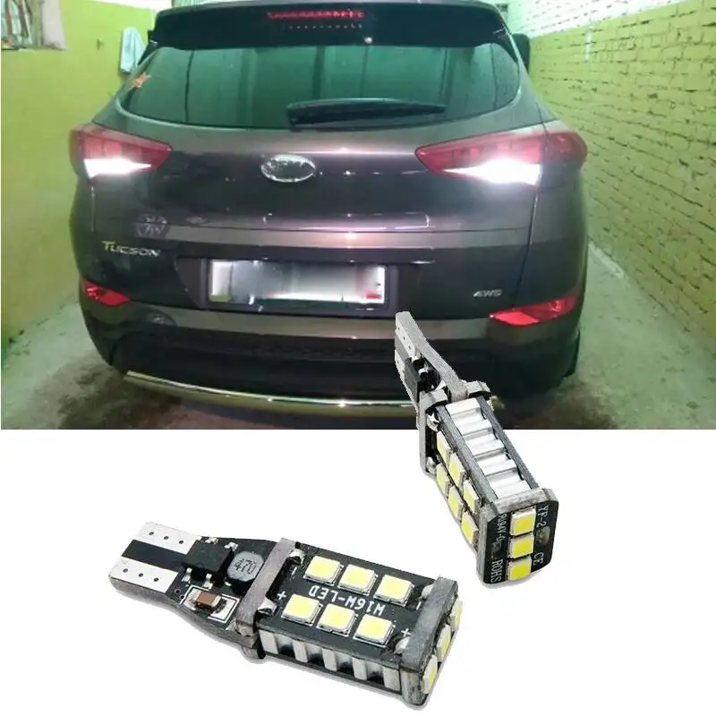 2Pcs T15 921 W16W CANBUS LED Backup Lights For Hyundai Tucson 2017 Creta Kona IX35 Sol Accent I30 Elantra Car Reverse Lamp