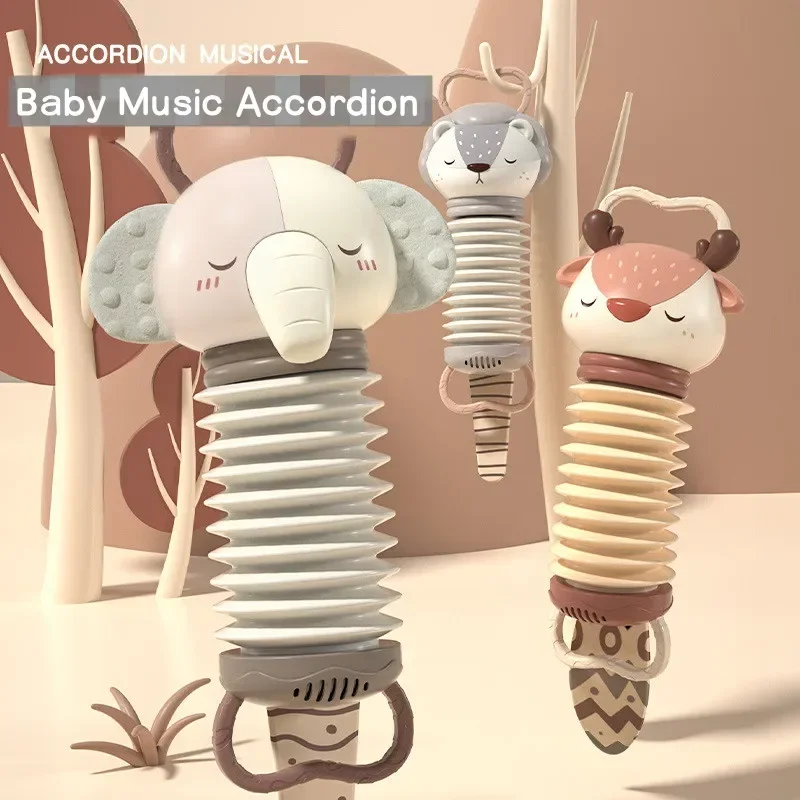 Jouet musical accordéon de dessin animé cerf pour bébé, éducation précoce, vocal électronique, apaiser les enfants, cadeau pour enfants