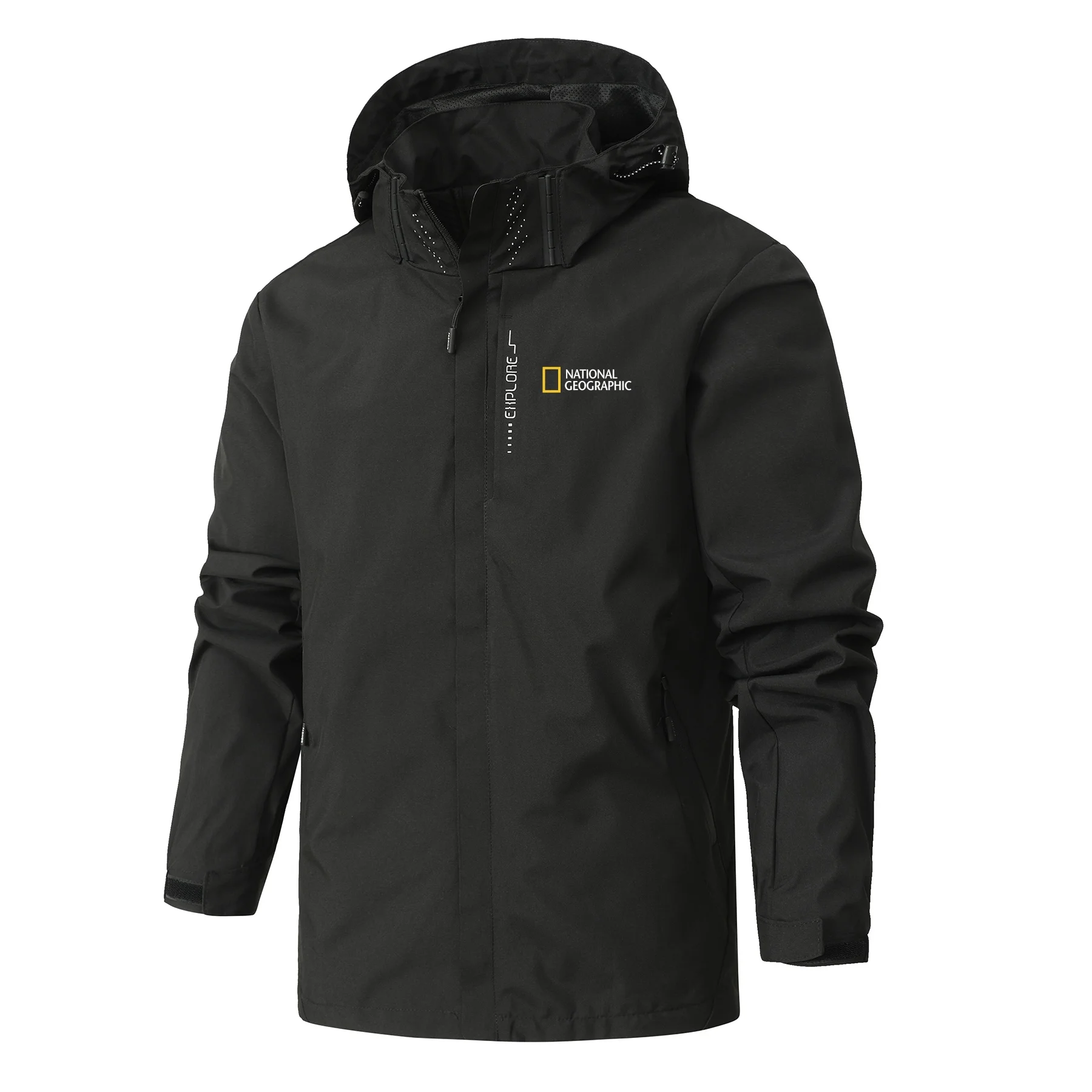 Impermeable para Hombre National Geographic, Chaqueta Ligera con Capucha para Exteriores, Impermeable para Senderismo, Chaqueta Cortavientos para Montañismo