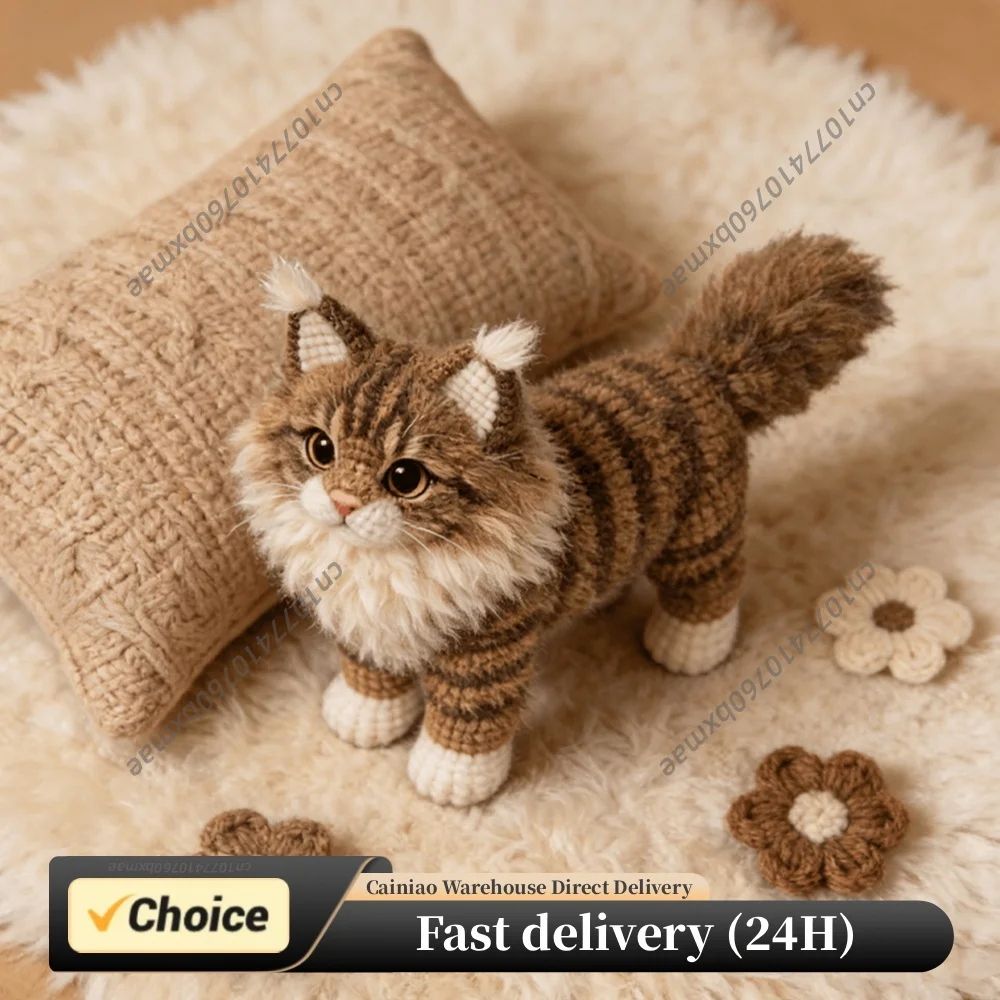 Tabby Cat DIY Crochet Kit for Beginners Adults Birthday Gifts Complete Starter Knitting Set with Step-by-Step Tutorials