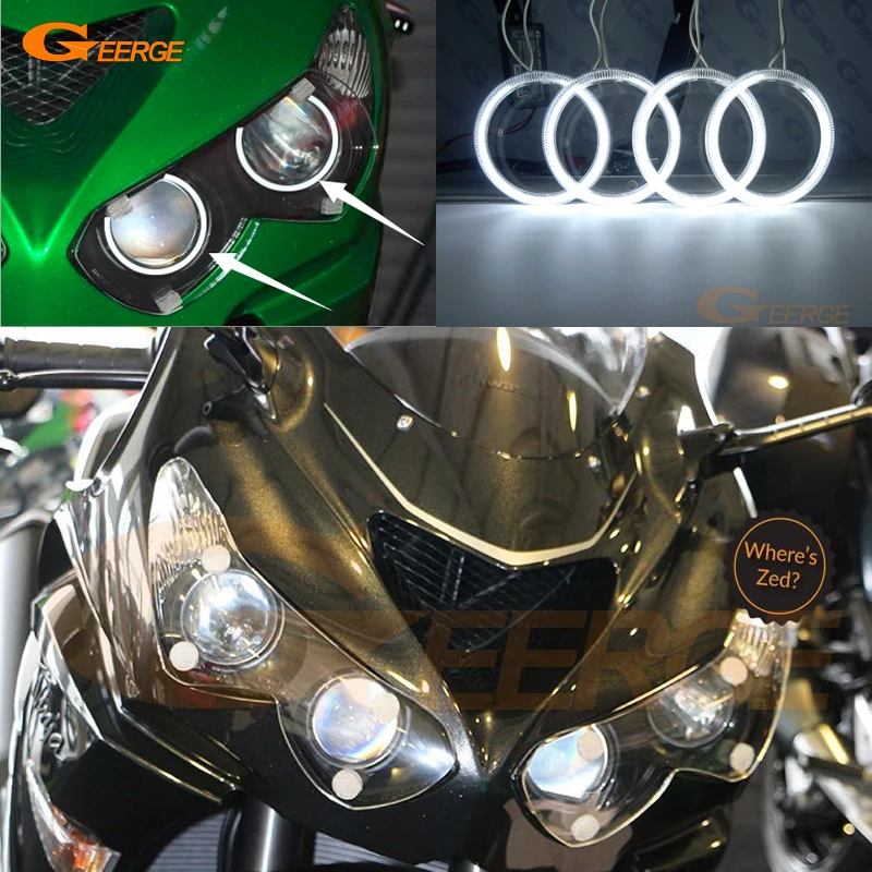 For Kawasaki NINJA ZX14R ZZR1400 2012-2018 Excellent Ultra Bright CCFL Angel Eyes Halo Rings Kit Motorcycle Accessories