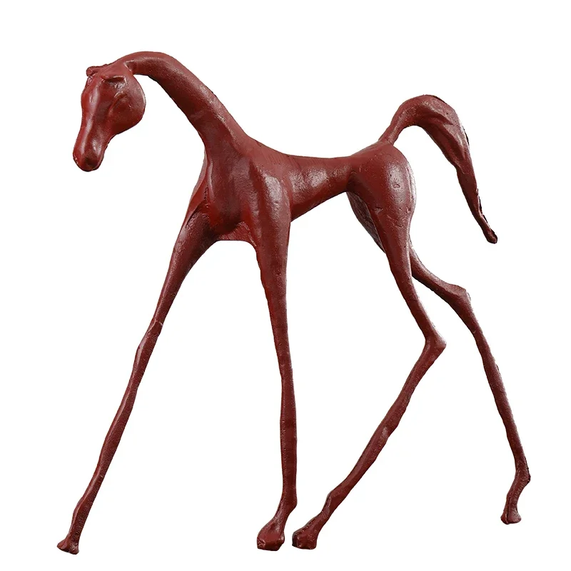 

Metal Handicraft Ornaments Thin Horse Abstract Animal Sculpture Metal Figurine Decorative Figurines Home Decoration Accessories