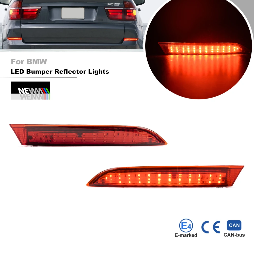 For BMW E70 X5 LCI 2010 2011 2012 2023 w/o M Sport Package Only OE-Spec Full Led Bumper Reflector Lights Tail Brake Stop Lamp