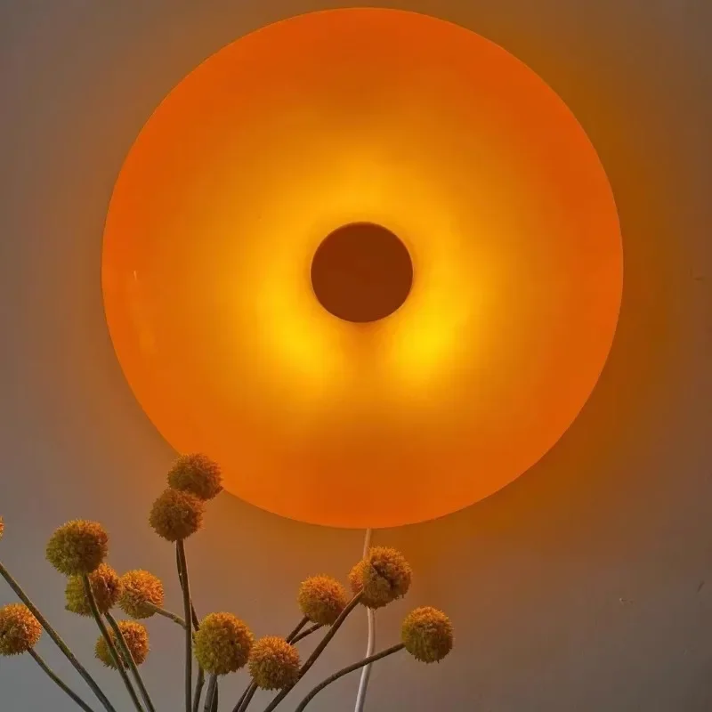 French Modern Wall Lamp Creative Orange Donut Glass Lampshade Sconces Woonkamer Bedroom Study Stairway Hallway LED Light Fixture