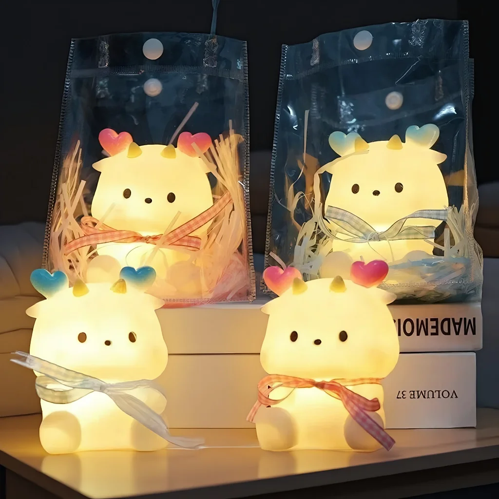 

Синий светодиодный ночник с мультяшным драконом - прикроватный светильник для детской комнаты