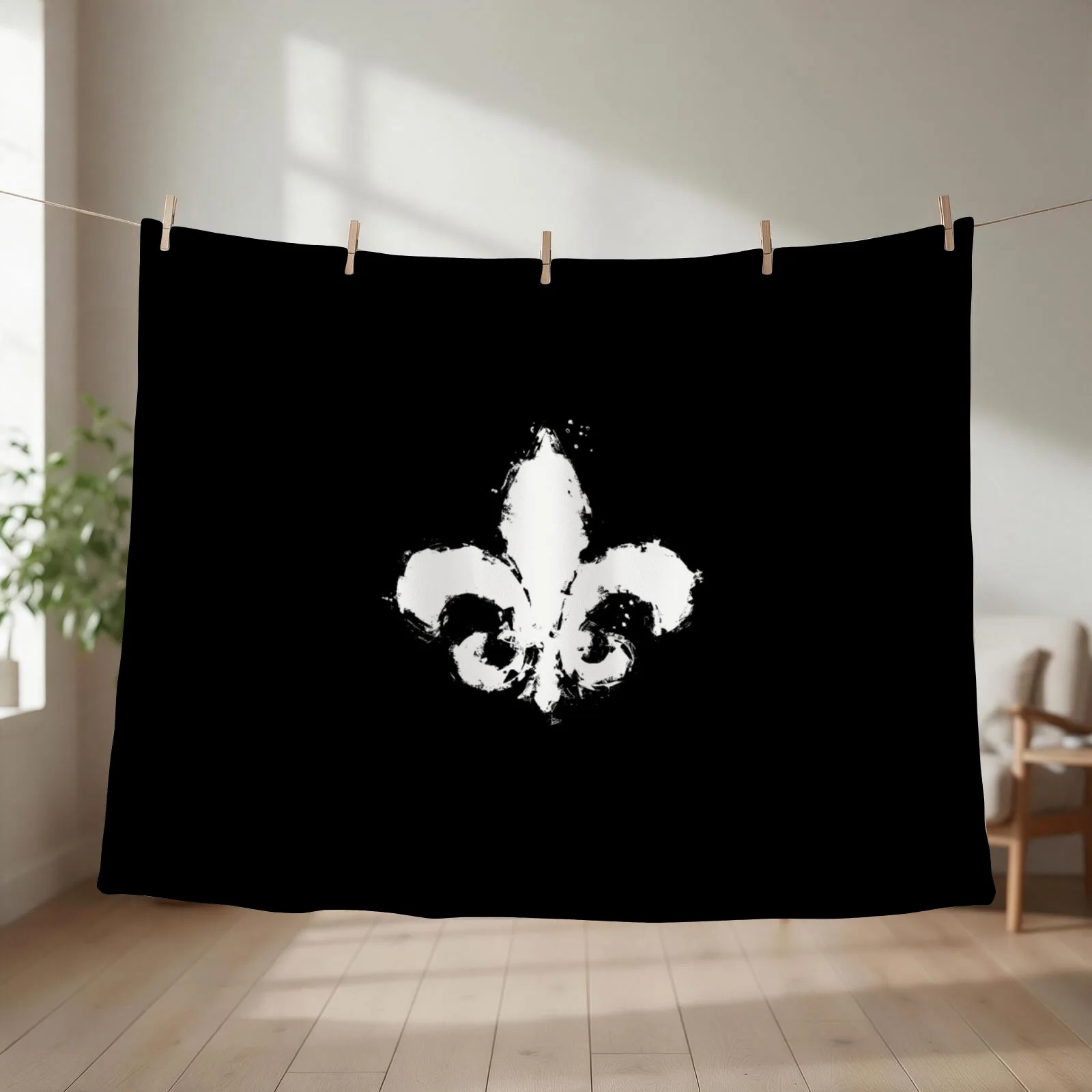 Saints Row Fleur De Lis Splatter Paint Throw Blanket couch cozy soft plush fuzzy picnic outdoor blanket