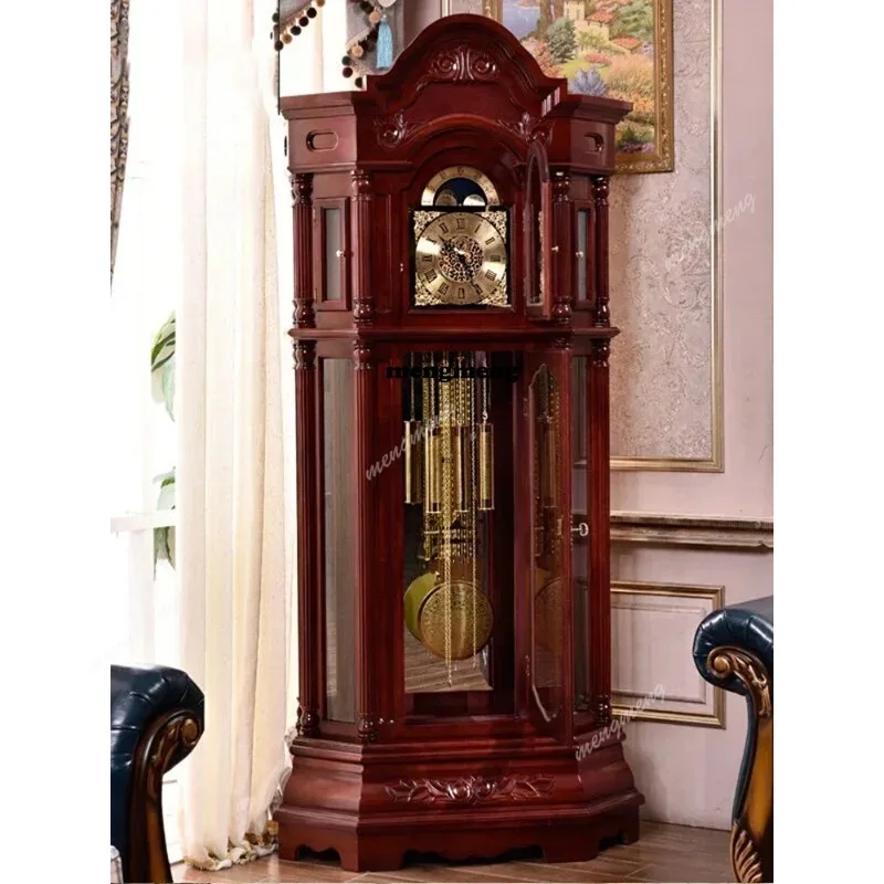 Mechanical Floor Clock Living Room Home Villa Clock Chinese Retro the Grandfather  Pendulum Clock  N