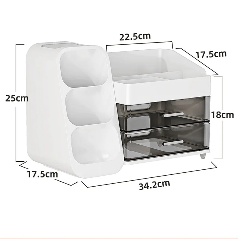 Make-up-Organizer mit großem Fassungsvermögen für den Schreibtisch – Kosmetik-Aufbewahrungsbox mit Fächern für Pinsel, Lippenstift, Lidschatten und Puffs