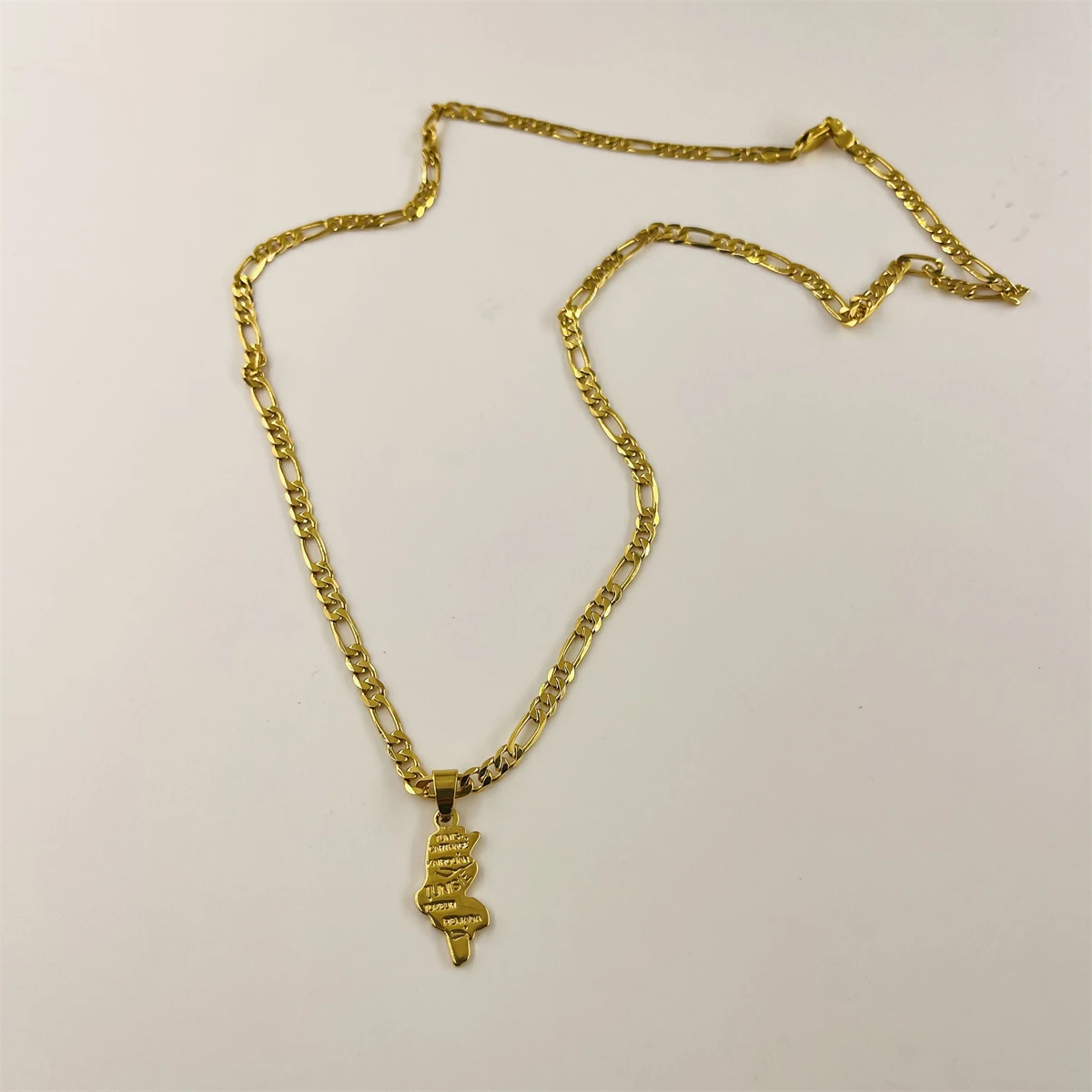 Tunisian map, city carving necklace, European and American hip-hop, unisex, Cuban chain, personalized collarbone chain