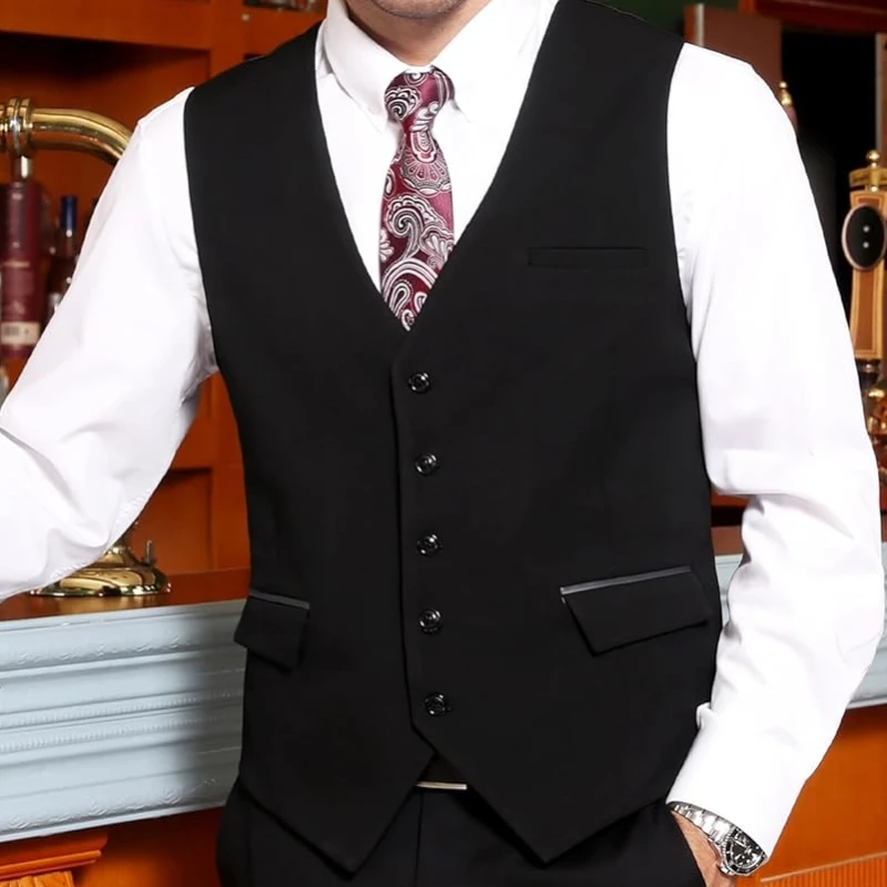 Men's Suit Vest Waistcoat With 3 Pockets Slim Fit For Business Formal Wedding Prom And Casual Tuxedo Wear