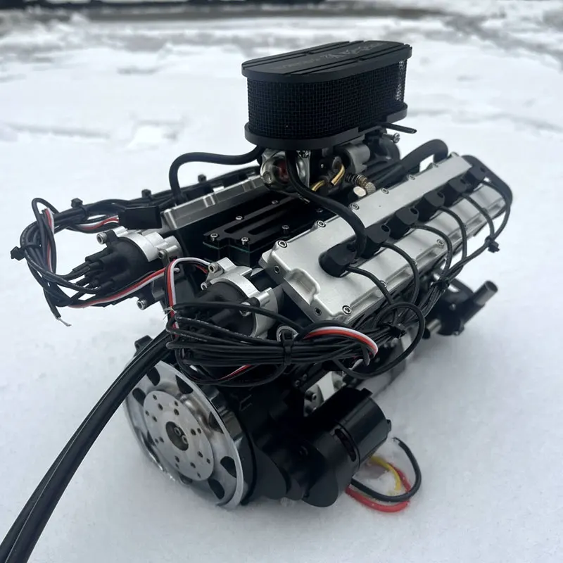 V12 Engine Model 72CC Gasoline Version Internal Combustion Engine Movable Full Metal Four Stroke Ring Full Bearing Bracket Toy