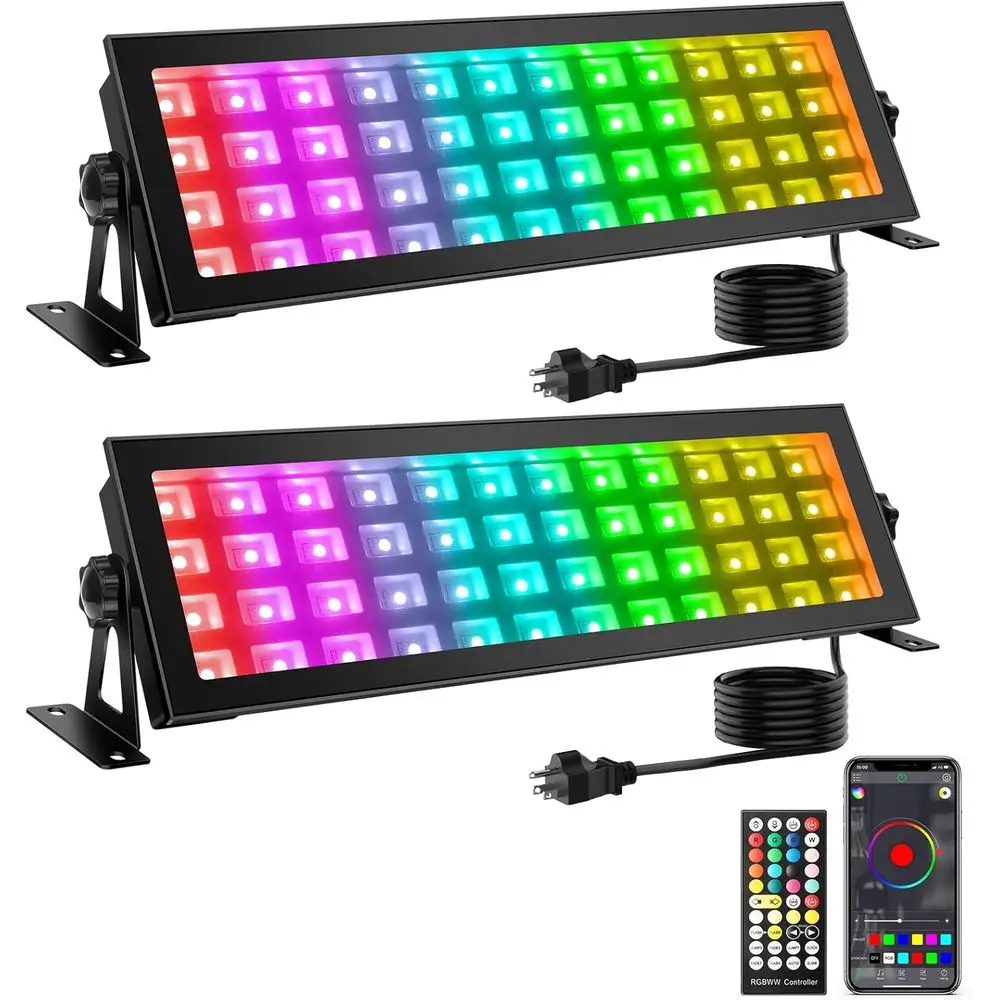 

Светодиодный прожектор для сцены - 96 Вт, изменение цвета RG, IP66, водонепроницаемый, с регулировкой яркости, управление через приложение и пульт ДУ, для вечеринок