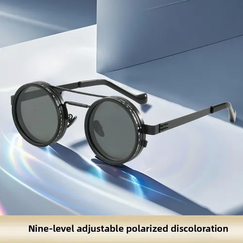 Imagen 2 del producto Gafas de sol polarizadas ND2 400 con atenuación ajustable, protección UV, marco de metal, lente HD para montañismo y ciclismo