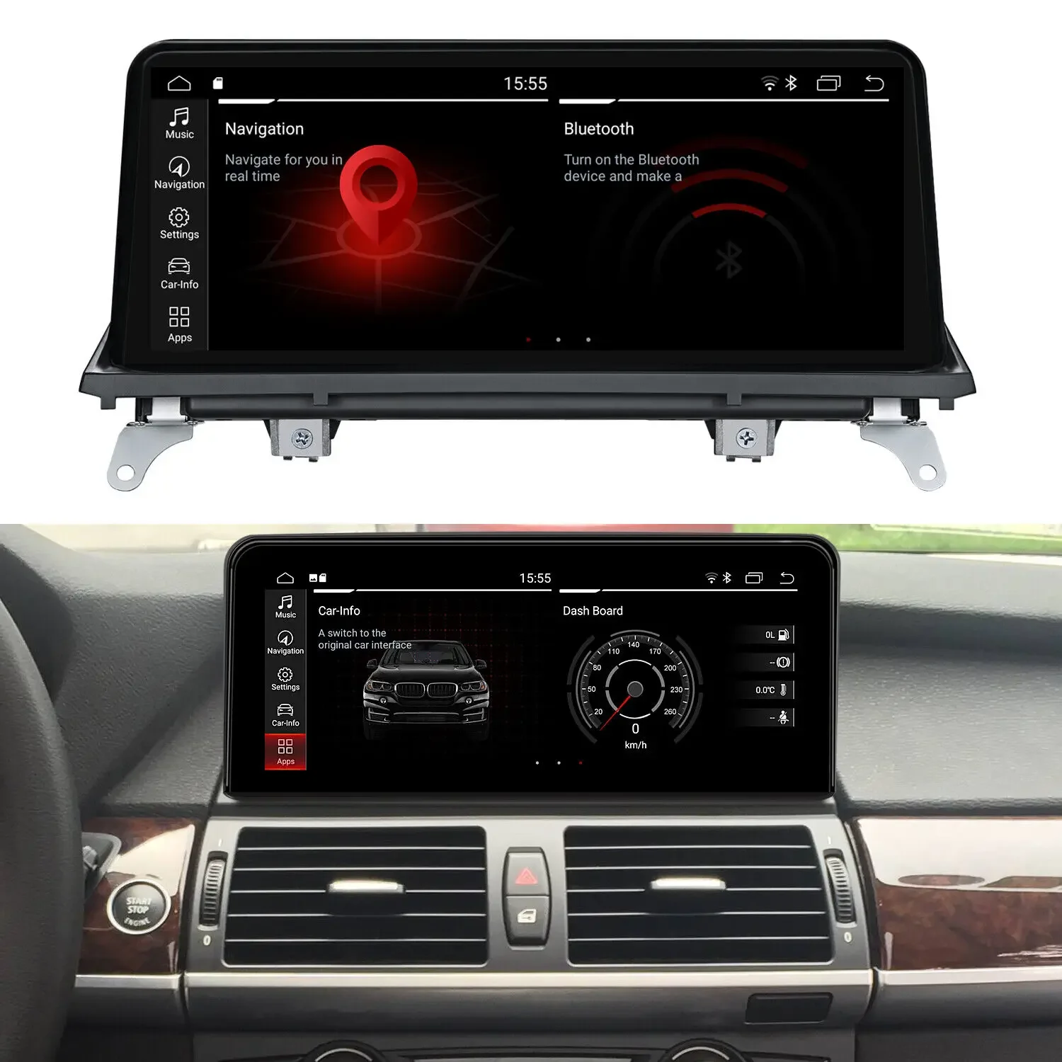 10.25 "4g 64g أندرويد 13 Carplay شاشة تعمل باللمس سيارة الوسائط المتعددة الملاحة راديو ل X5 E70 X6 E71 أندرويد 2008-2013