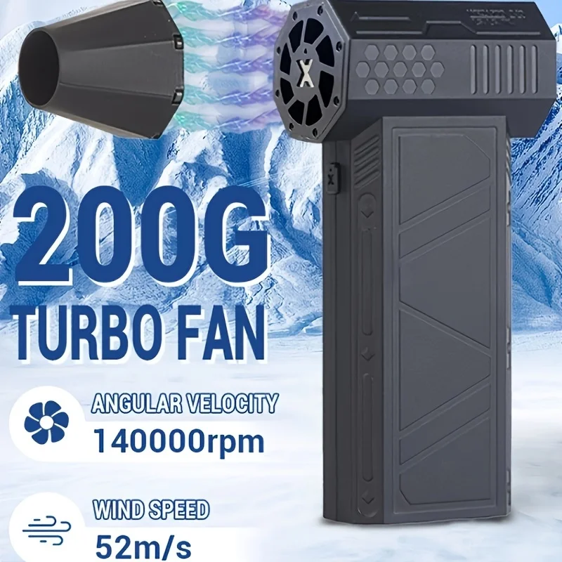 Ultra-Powerful Mini Turbo Jet Fan - 140,000 RPM, Rechargeable with 3000mAh Battery, Brushless Motor, Portable Handheld