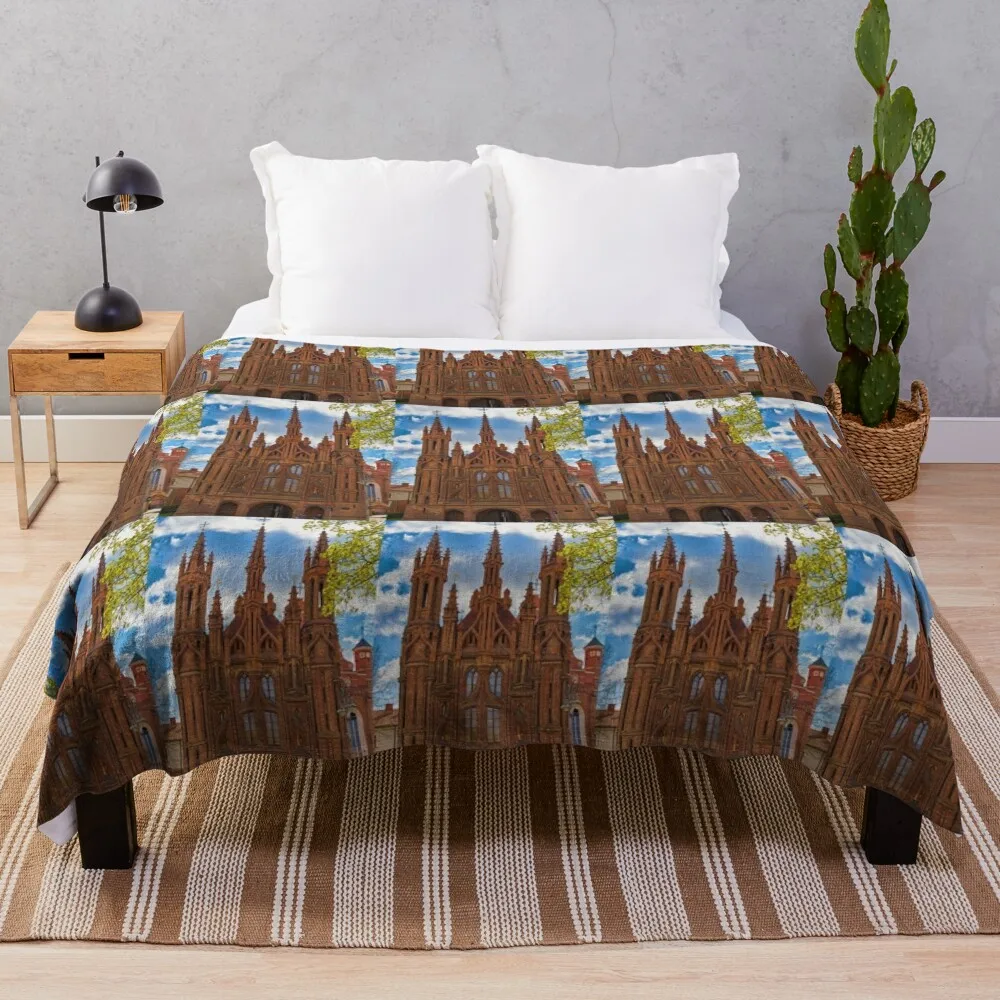 Lithuania. Vilnius. St. Anne's Church. Throw Blanket Quilt sofa bed Blankets