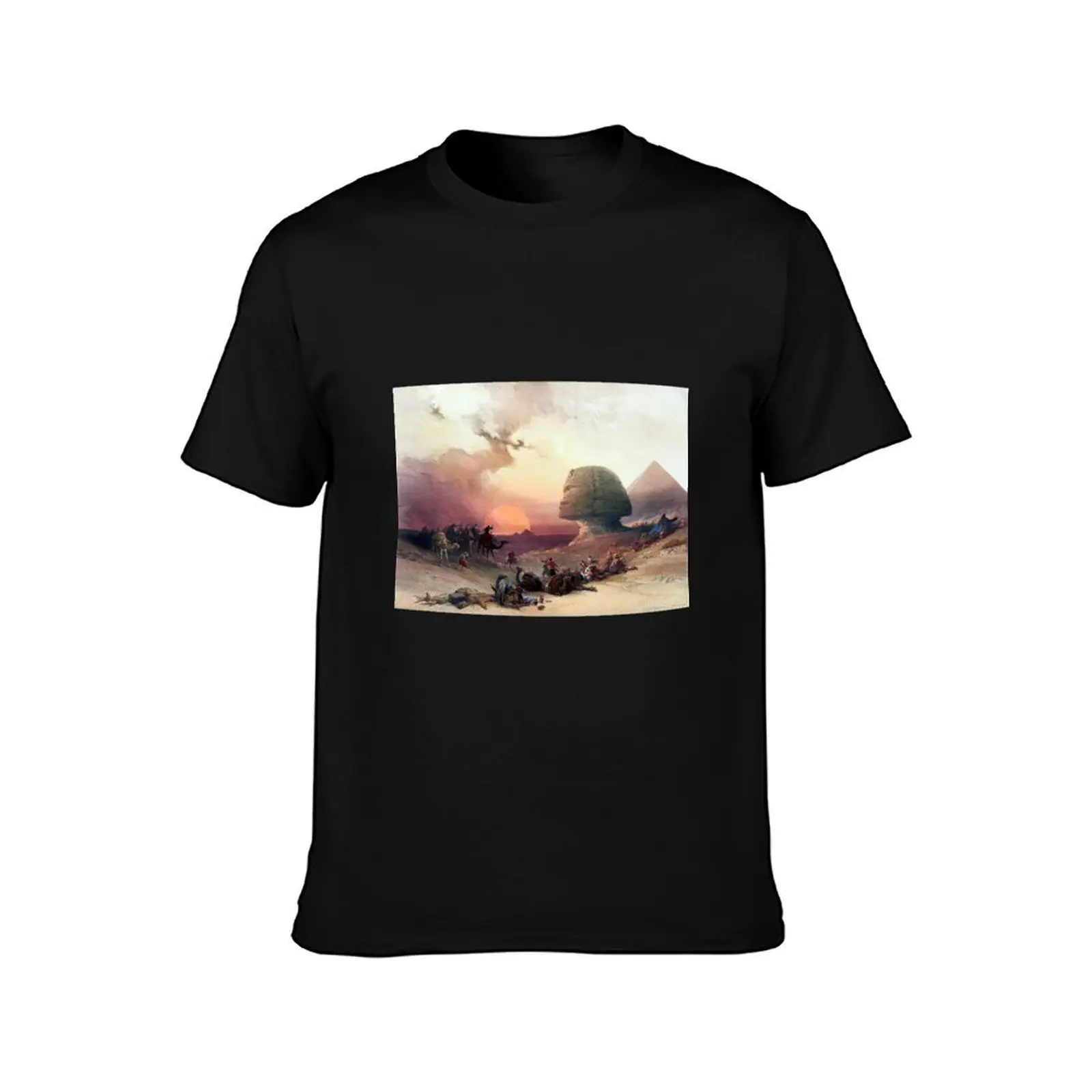 David Roberts Approach of the Simoom Desert of Giza T-Shirt Vintage Print Crew Neck Tee T-Shirt