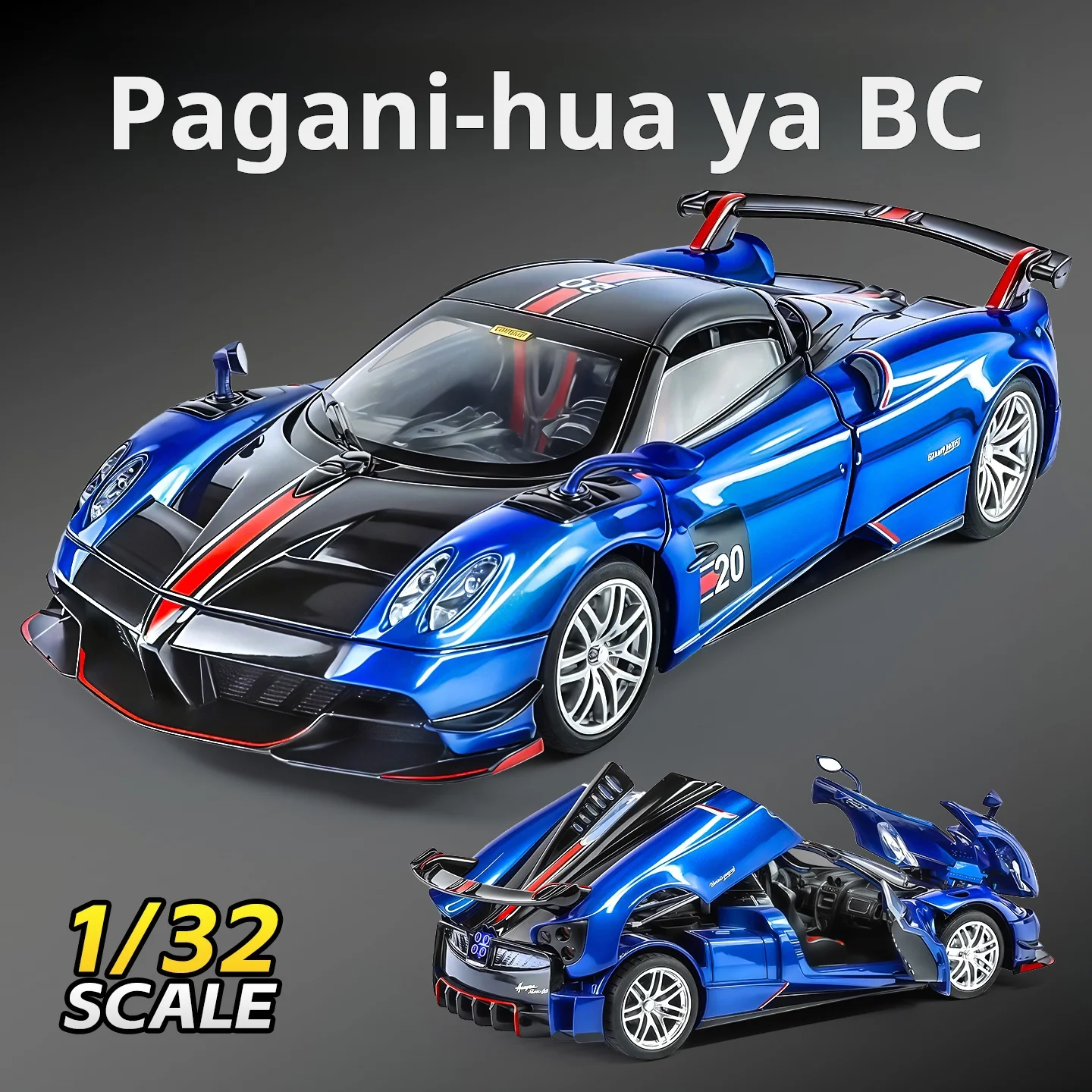 High quality 1:32 Pagani Huayra Officially authorized alloy car model Lights & sounds Pull back toy car boys Gift collectibles