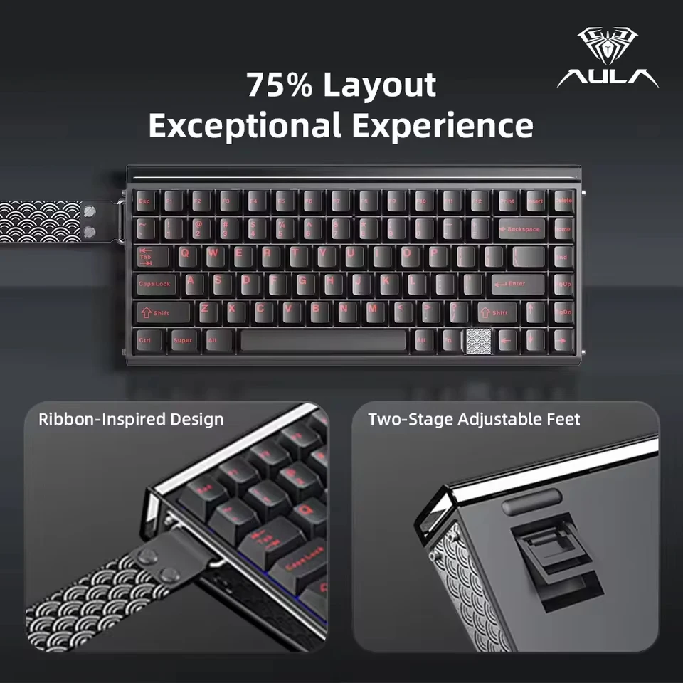 AULA Hero 75 HE 3-Mode Magnetic Switch Gaming Keyboard RGB Backlit 75% Layout 8KHz Polling Rate With 8000mAh Ultra-Large Battery
