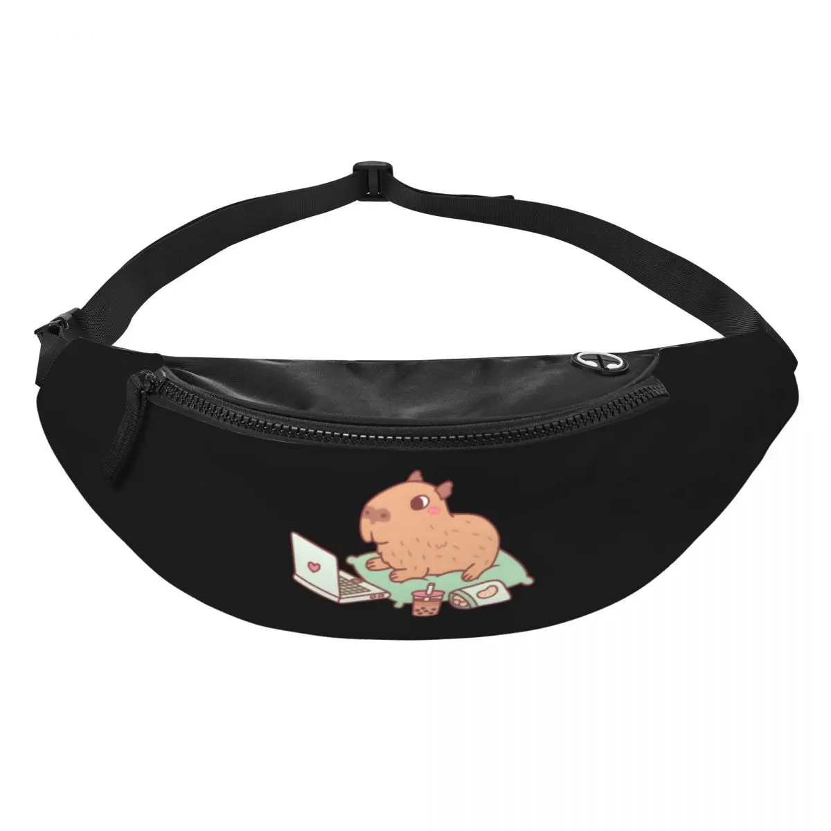 Custom Cute Chilling Capybara Fanny Bag Customized Crossbody Waist Pack Women Men Running Phone Money Pouch