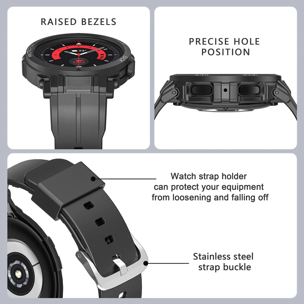 TPU Silicone Strap Silicone Cover Case for Samsung Galaxy Watch 5 Pro 45mm Bezel Protector Shell for Galaxy Watch4 5 40 44mm