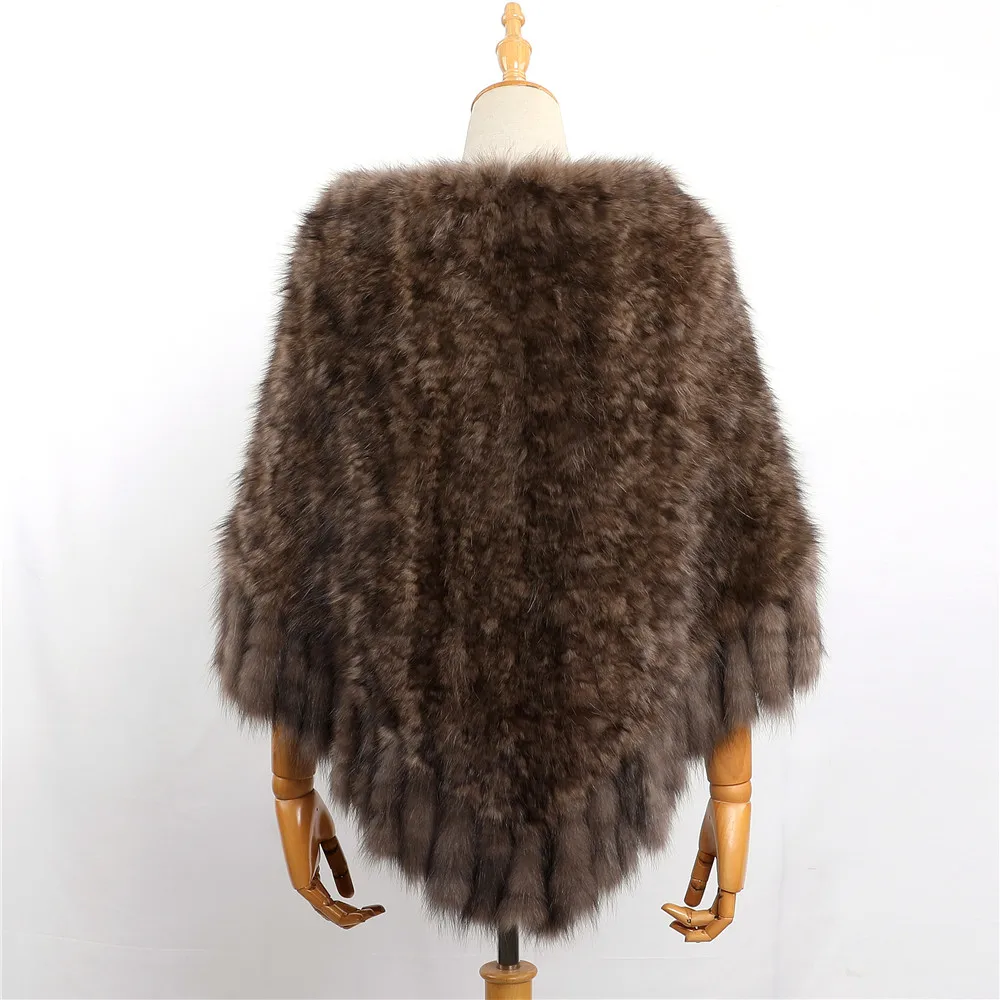 Elegant Women\'s Winter Warm Genuine Sable Fur Cape Fashion Shawl Lady Real Mink Fur Poncho Tassels Wraps Jacket Extremely Soft