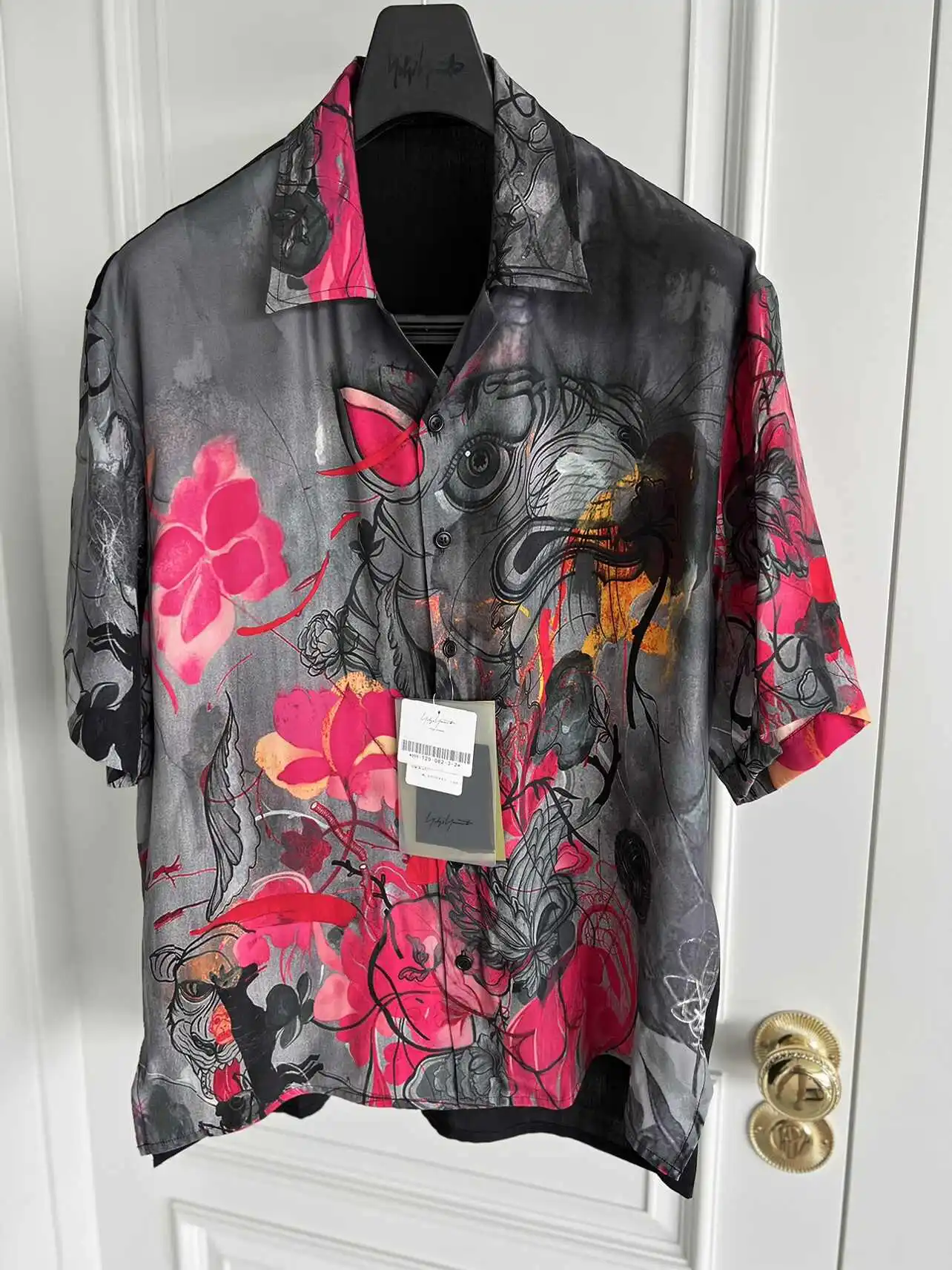 

TOP-YAMAMOTO original design collaboration loose print casual high street Tencel short-sleeved shirt