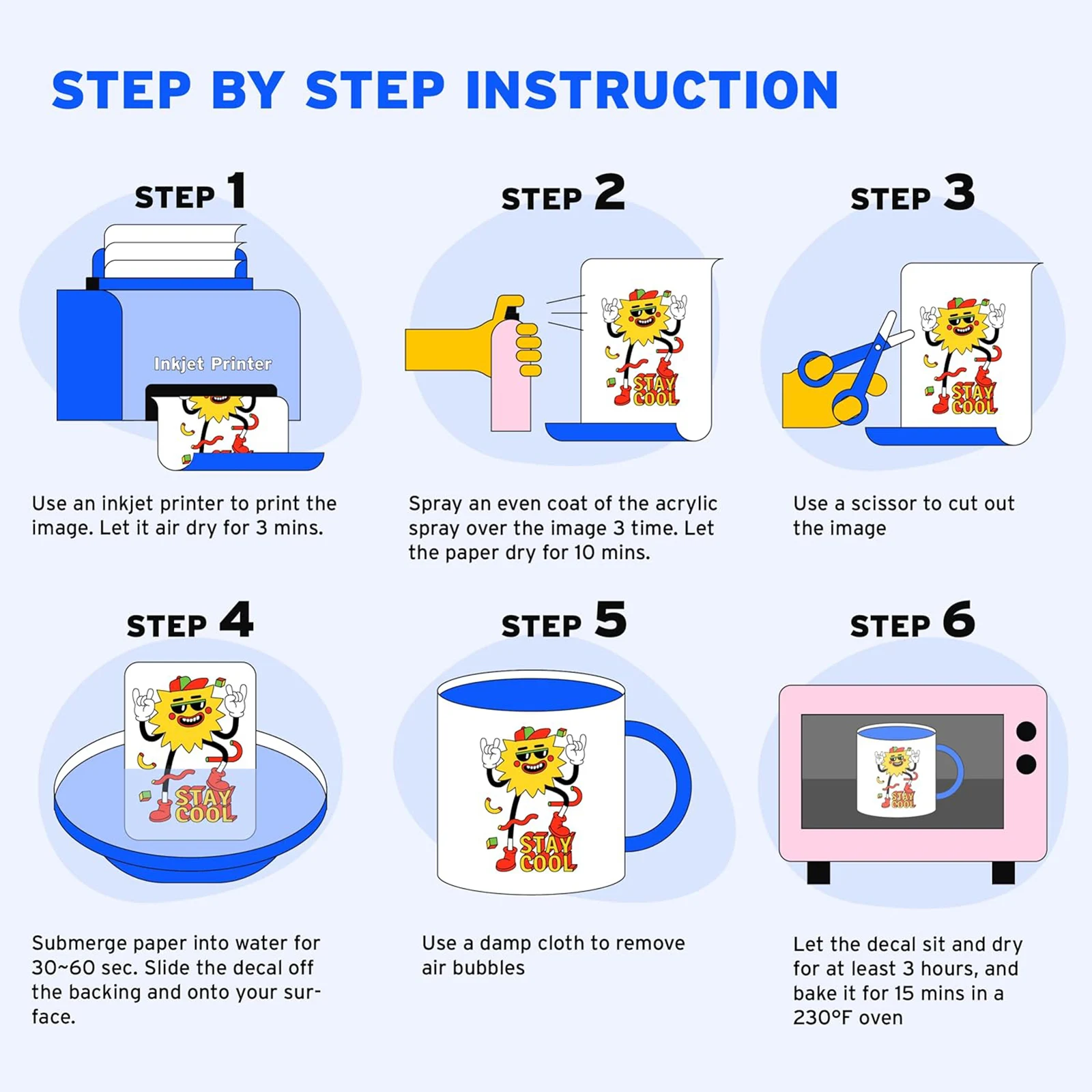 5 hojas de papel para calcomanías de inyección de tinta tamaño A4, hojas de papel transparente para diapositivas de agua para impresora de inyección de tinta