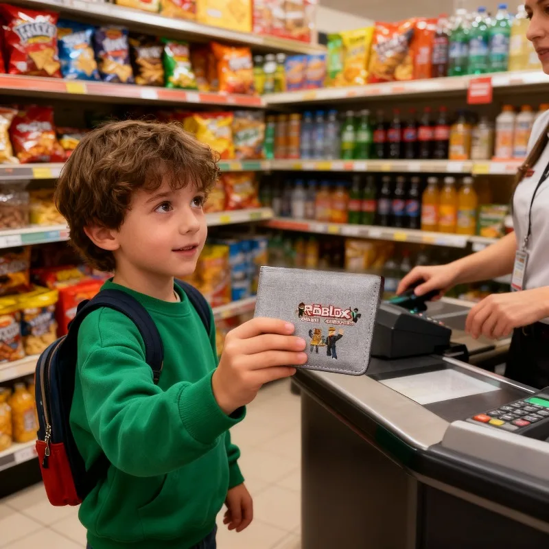 

Новая игра, тематическая серия ROBLOX, кошелек с принтом, модный короткий джинсовый кошелек, легкий кошелек на молнии, подарки на день рождения