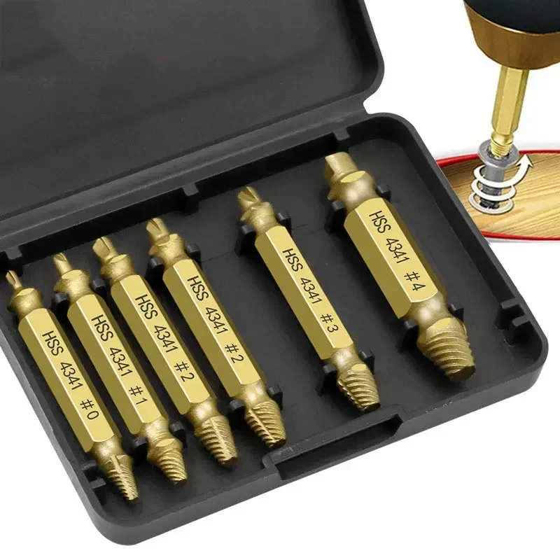 6/4PCs Bolt Extractors Damaged Screws Extractor Drill Bit Set Broken Screw Remover Extractor Easily Take Out Demolition Tools