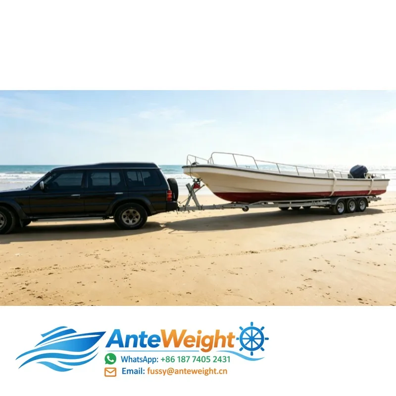 for Aobote 31.17FT Triple Axle Poly Bunks Disc Brakes 3400kg Heavy Loading Galvanized Boat Trailer Heavy Duty for 10m-13m Boats