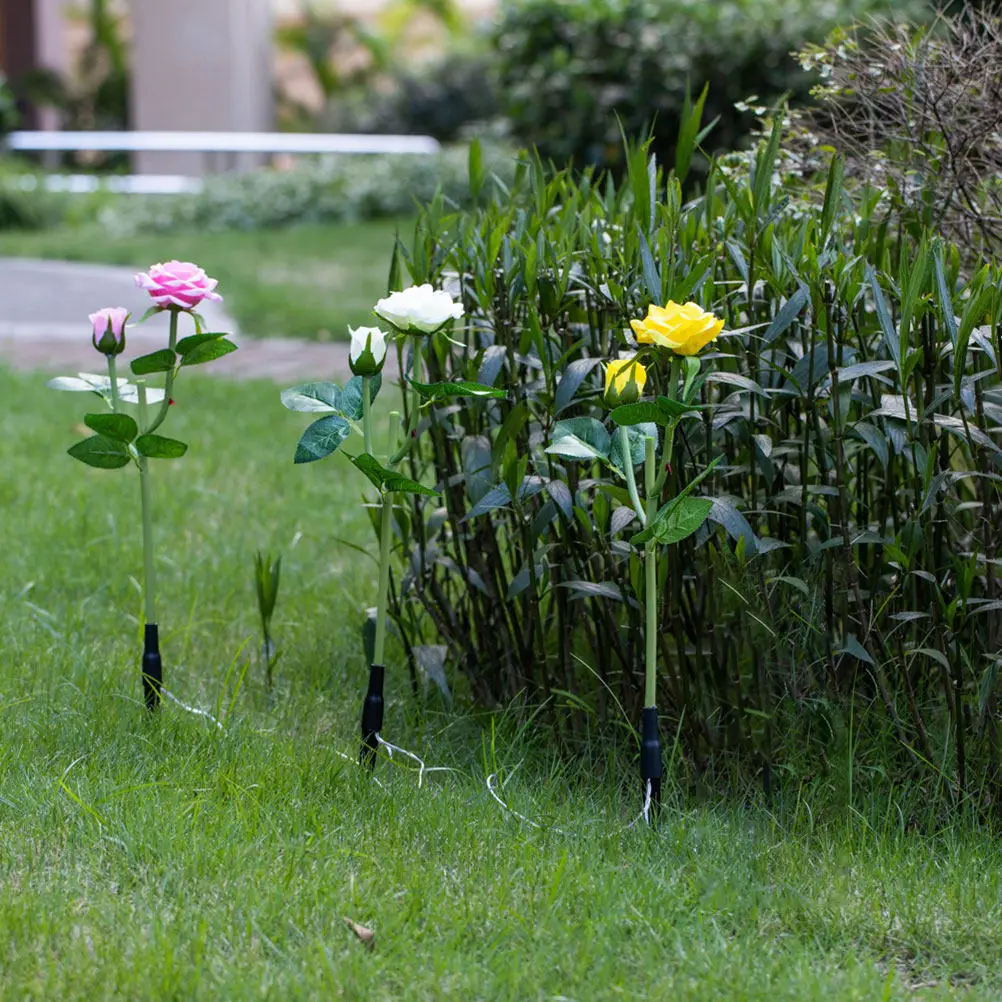 

Solar LED Flower Lamp with 3 Lighting Modes Always on Flashing Weatherproof Garden Path Yard Patio