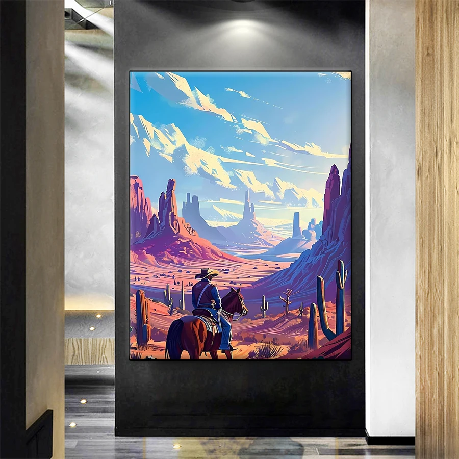 DIY Diamond Painting Western Scenery Cowboy Riding Horse Diamond Mosaic Full Drill Embroidery Cross Stitch Handmade Hobby