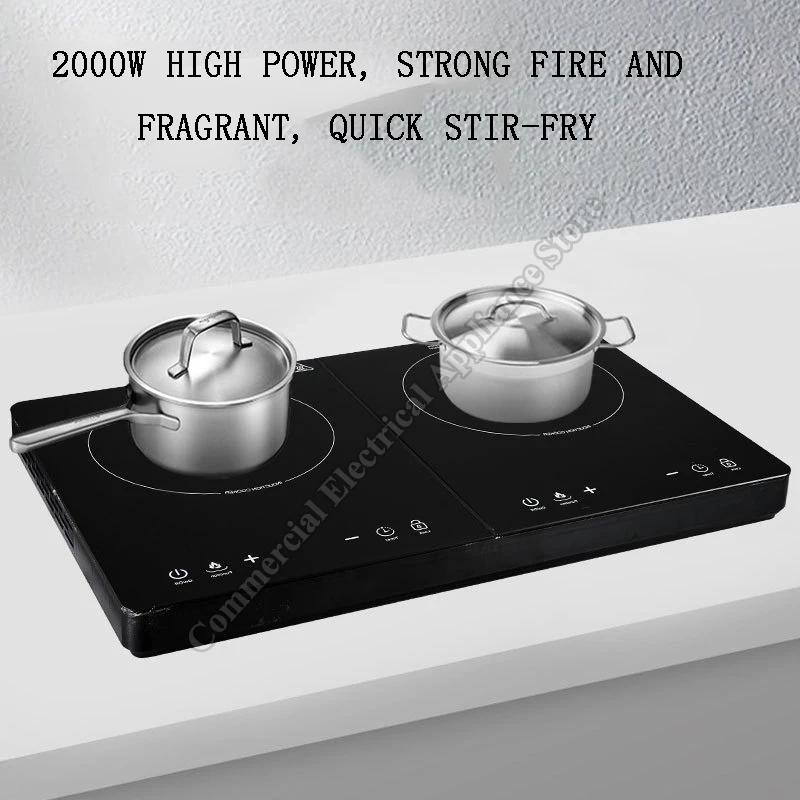Portable Induction Cooker Ceramic Plate Touch Control 3500W Dual-Elemen Household Electromagnetic Stove