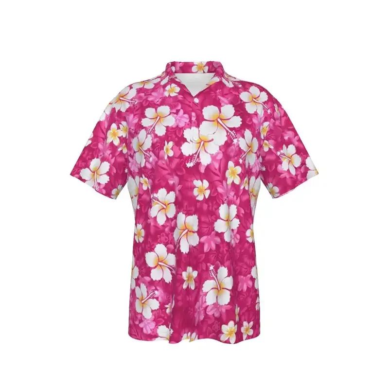 Hawaiian Men's  Shirt Cool Pink Color for Man Beach Flowers Print Short Sleeve Summer Casual Button Up Tops 3D Shirts