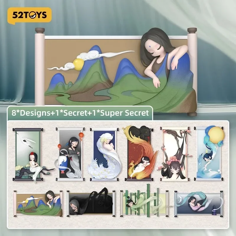 

52TOYS Sleep Chinese Scrolls Series Refrigerator Sticker Blind Box Mystery Box Toys Cute Action Anime Figure Kawaii Model Gift