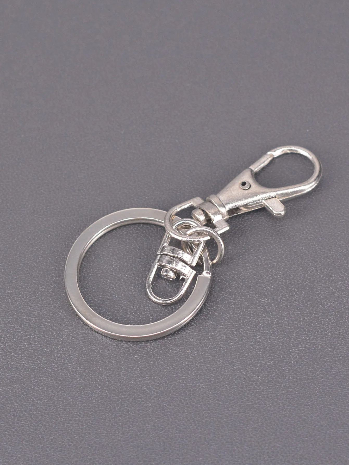10 Sets Silver 30mm Split Key Ring with Lobster Claw Clasp Swivel Connector for DIY Keychain Wholesale