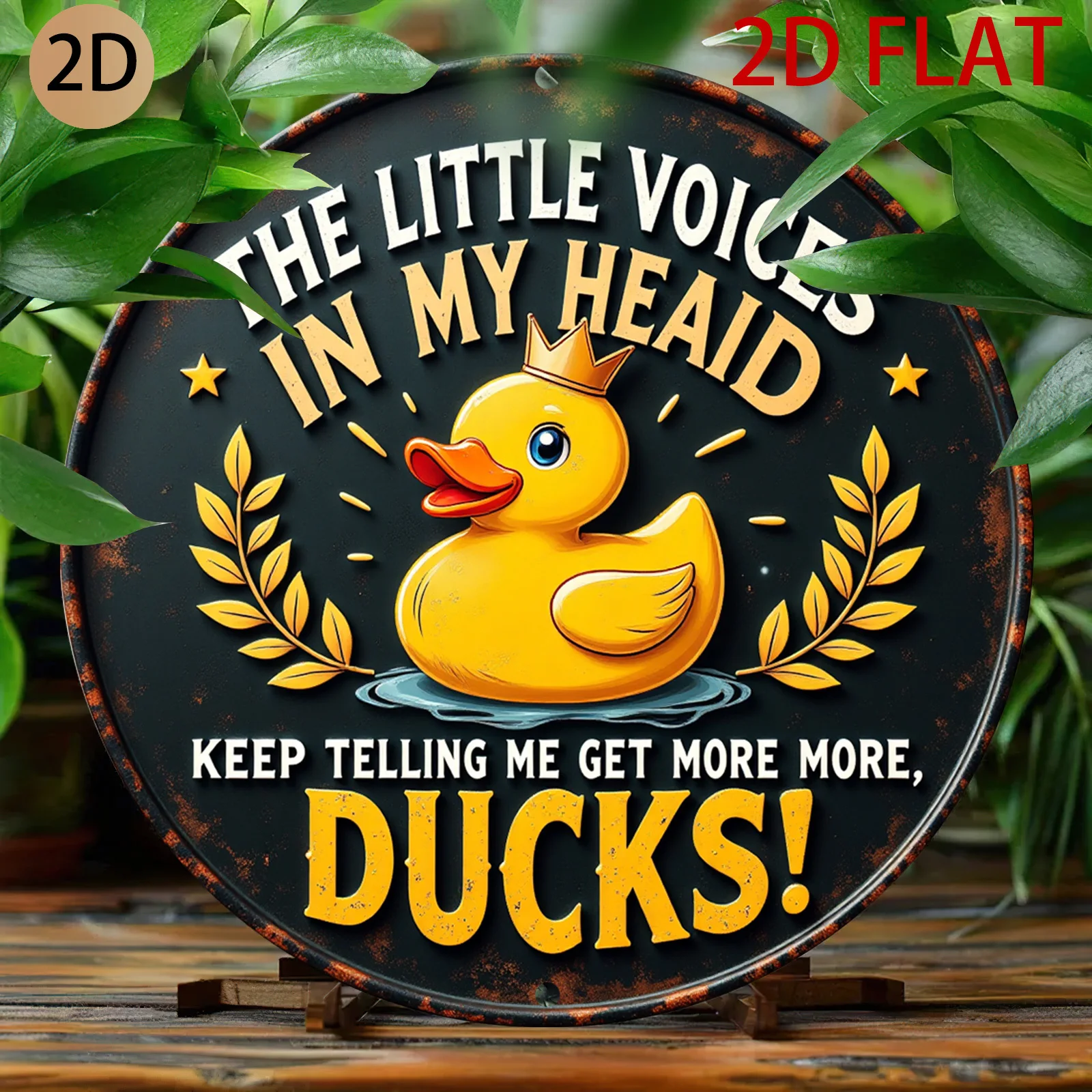 2D Retro Fun Rubber Duck Animal Theme Wooden Disc Furniture Hanging Wall Decor Bathroom Game Room Hanging Piece Creative Art